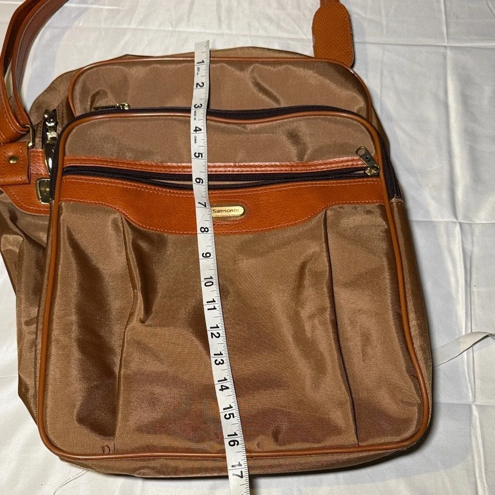 Vintage Samsonite Shoulder Messenger Luggage Bag Tan Brown